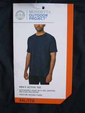 Mondetta Outdoor Project Men's Active Tee Navy Blue Size XXL NWT Recycled fabric